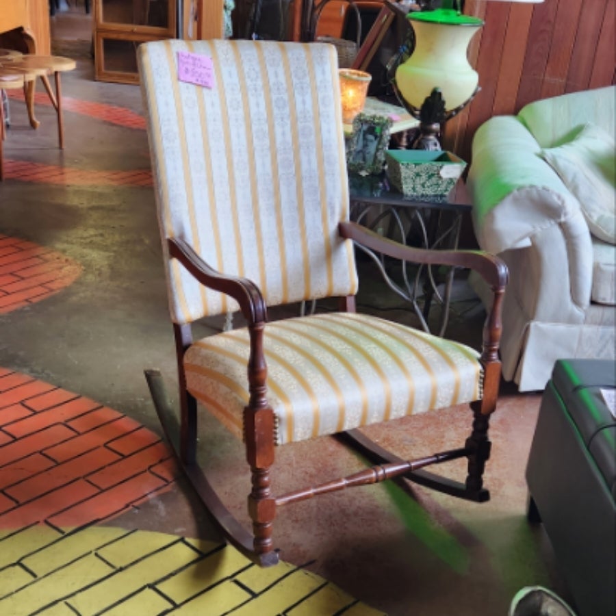 Antique upholstered best sale rocking chair